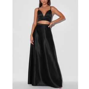 🔆NWT Lulu's Evening Black Two-Piece Maxi Dress